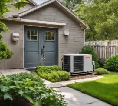 AC Condenser in beautiful yard